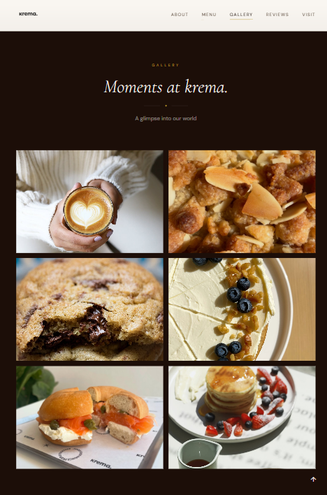 Krema Cafe screenshot 4 — web design by Novu Studios Lebanon